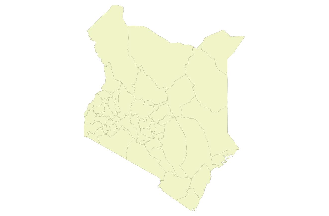 Ordinary, undistorted map of Kenya's counties shown for comparison.